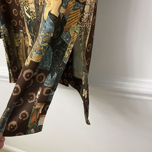 Toby George Vintage Asian Graphic Polyester Long Sleeve Disco Shirt Size 6 - Picture 7 of 16